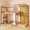 Twin Wooden Loft Bunk Bed with Jungle Gym, Climbing Ladder and Play Area